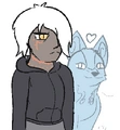 Homaro with his familiar Akita