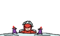 Artwork of Euphemia next to two lit purple candles for the 2015 Advent Calendar